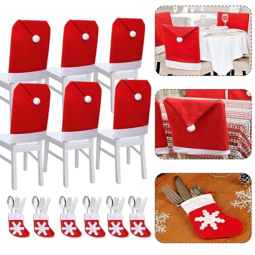HASTHIP Christmas Chair Cover Set of 6 Christmas Sock Cutlery Holder for Table Christmas Hat Dining Christmas Chair Cover Universal, Christmas Decorations Items, 12pcs HASTHIP Christmas Chair Cover Set of 6 Christmas Sock Cutlery Holder for Table Christmas Hat Dining Christmas Chair Cover Universal, Christmas Decorations Items, 12pcs
